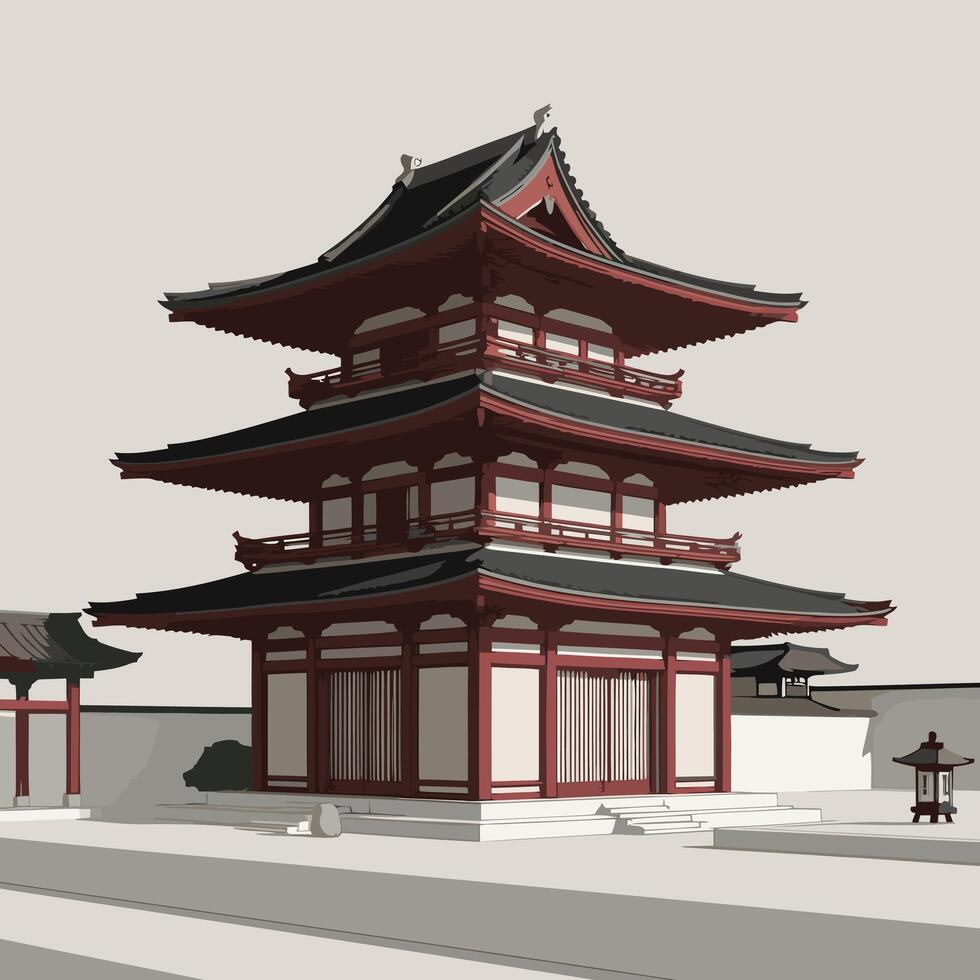 A japanese pagoda in a white and red color vector