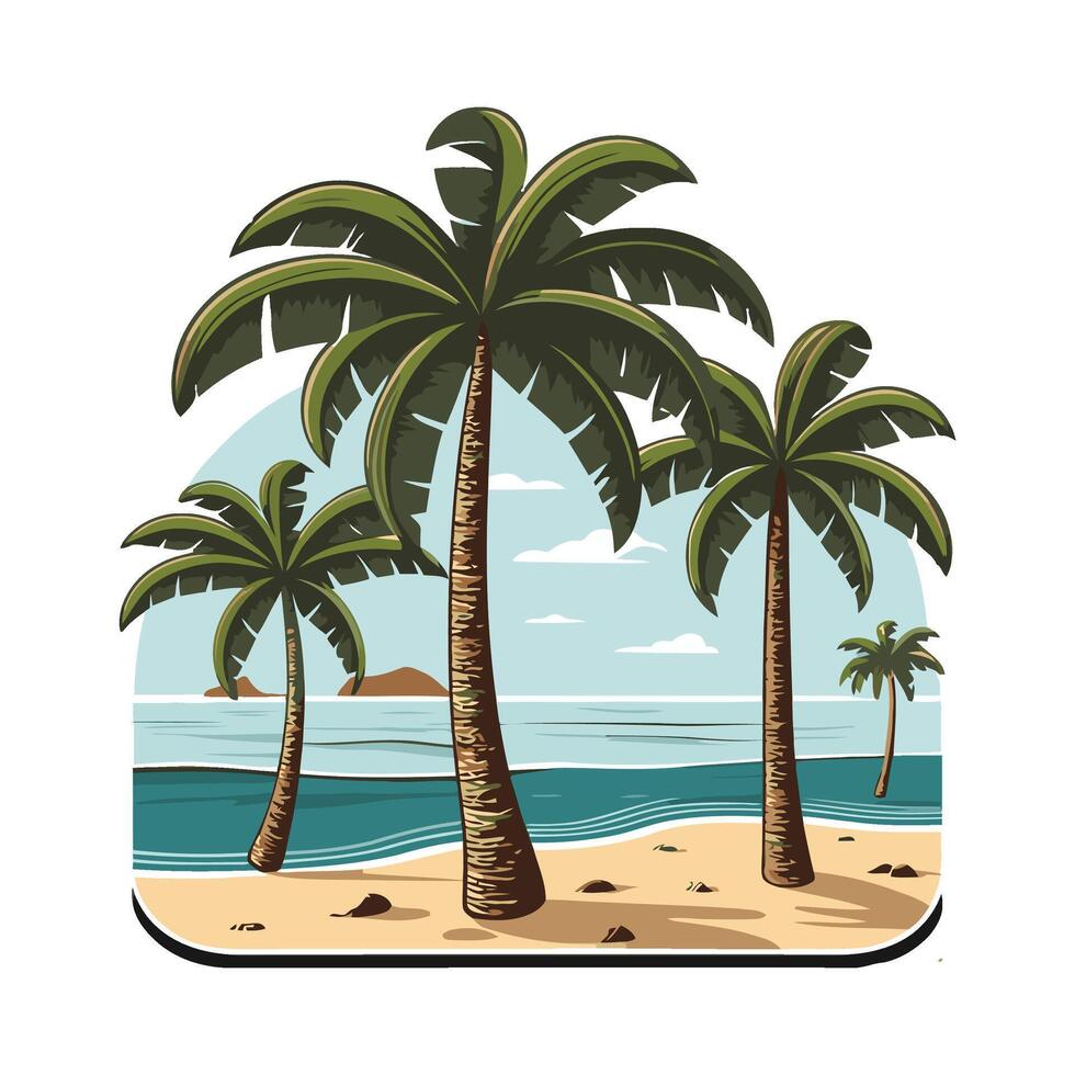 Tropical palm trees on the beach vector