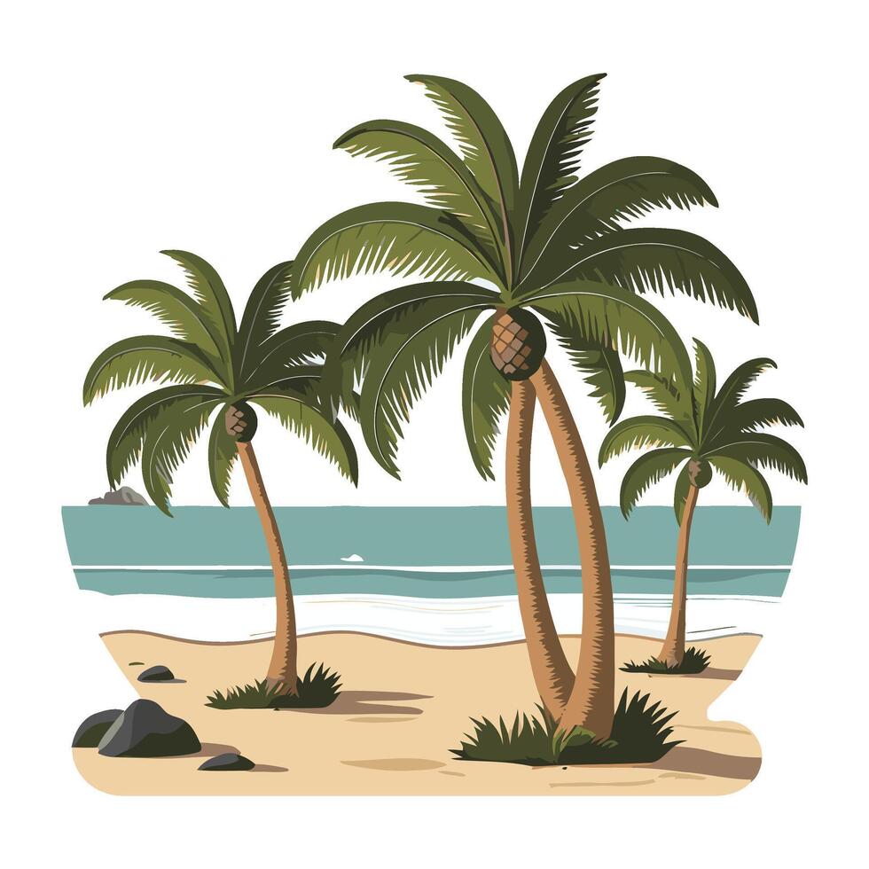 Tropical palm trees on the beach illustration vector