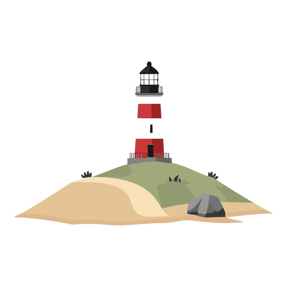 Lighthouse on the island illustration vector