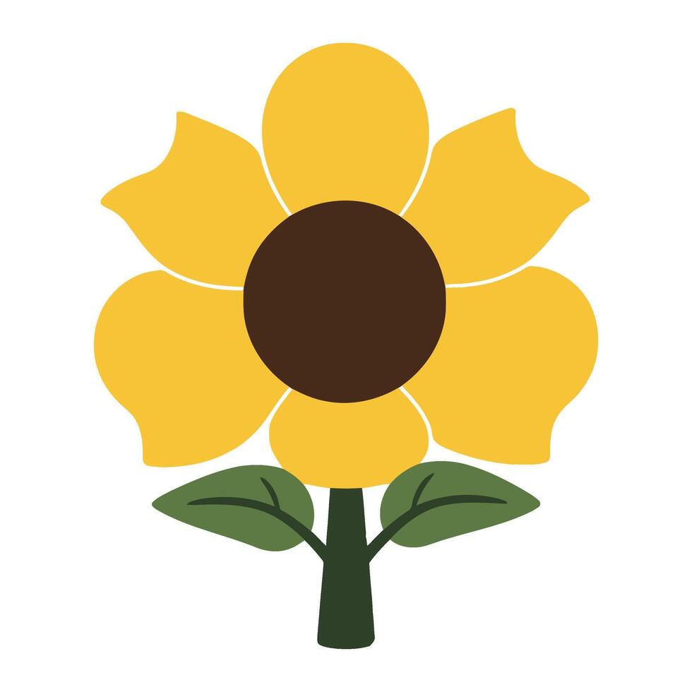 A sunflower with leaves and a stem vector