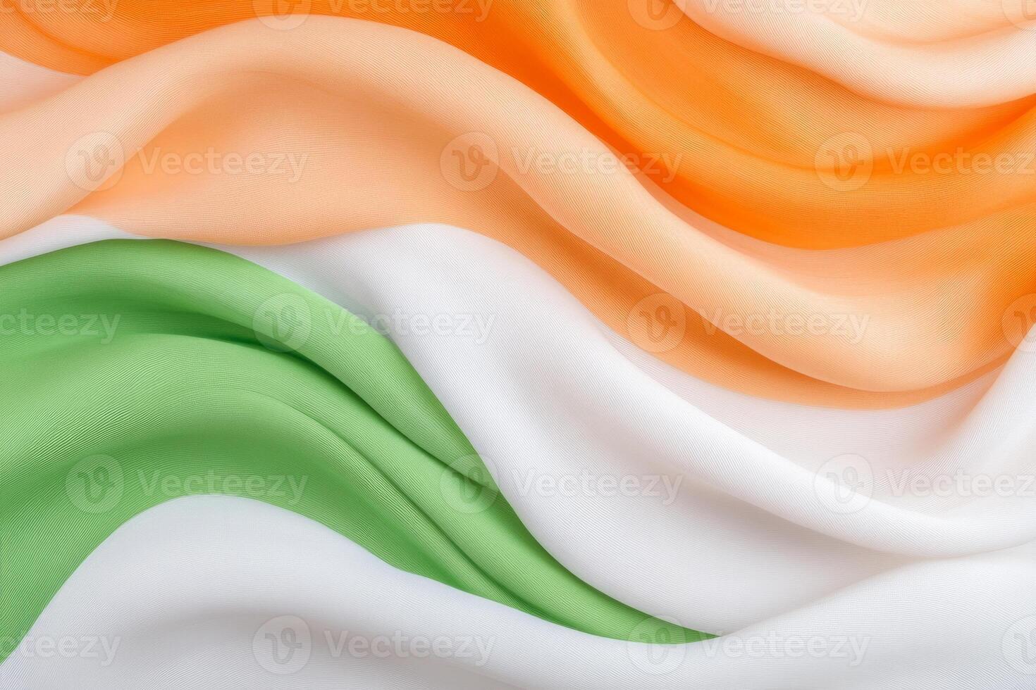 Vibrant abstract Indian flag wave patterns in orange, white, and green representing national pride and unity photo