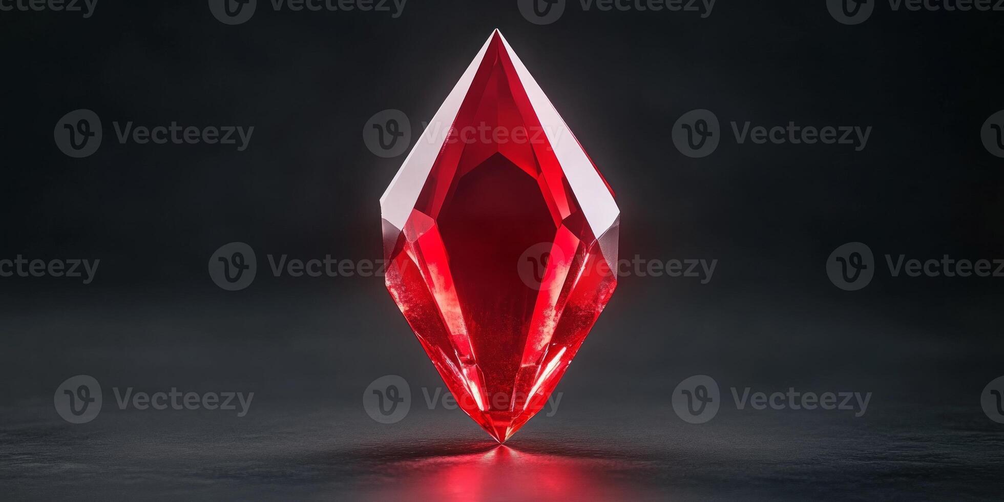 Glowing red crystal on a dark artistic background creating a mysterious and moody atmosphere photo
