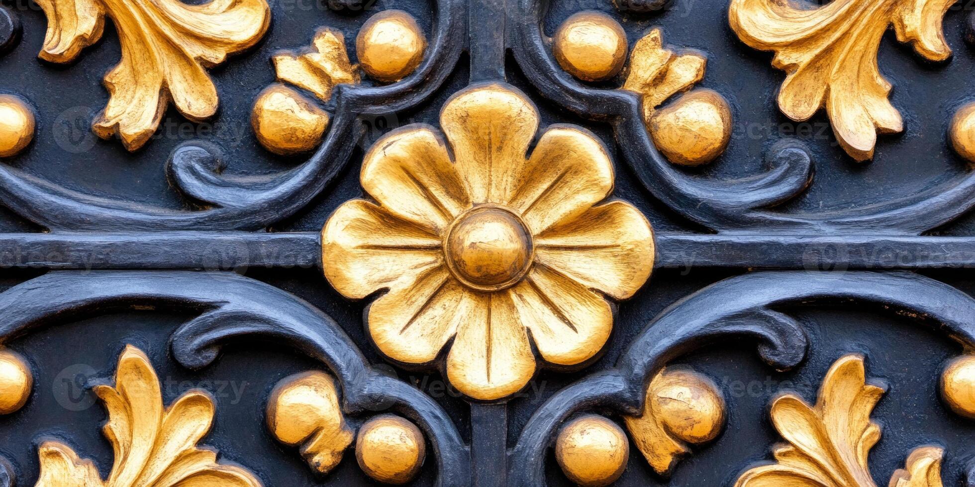 Luxurious gold and black art deco wall design featuring bold patterns and classic symmetrical motifs photo
