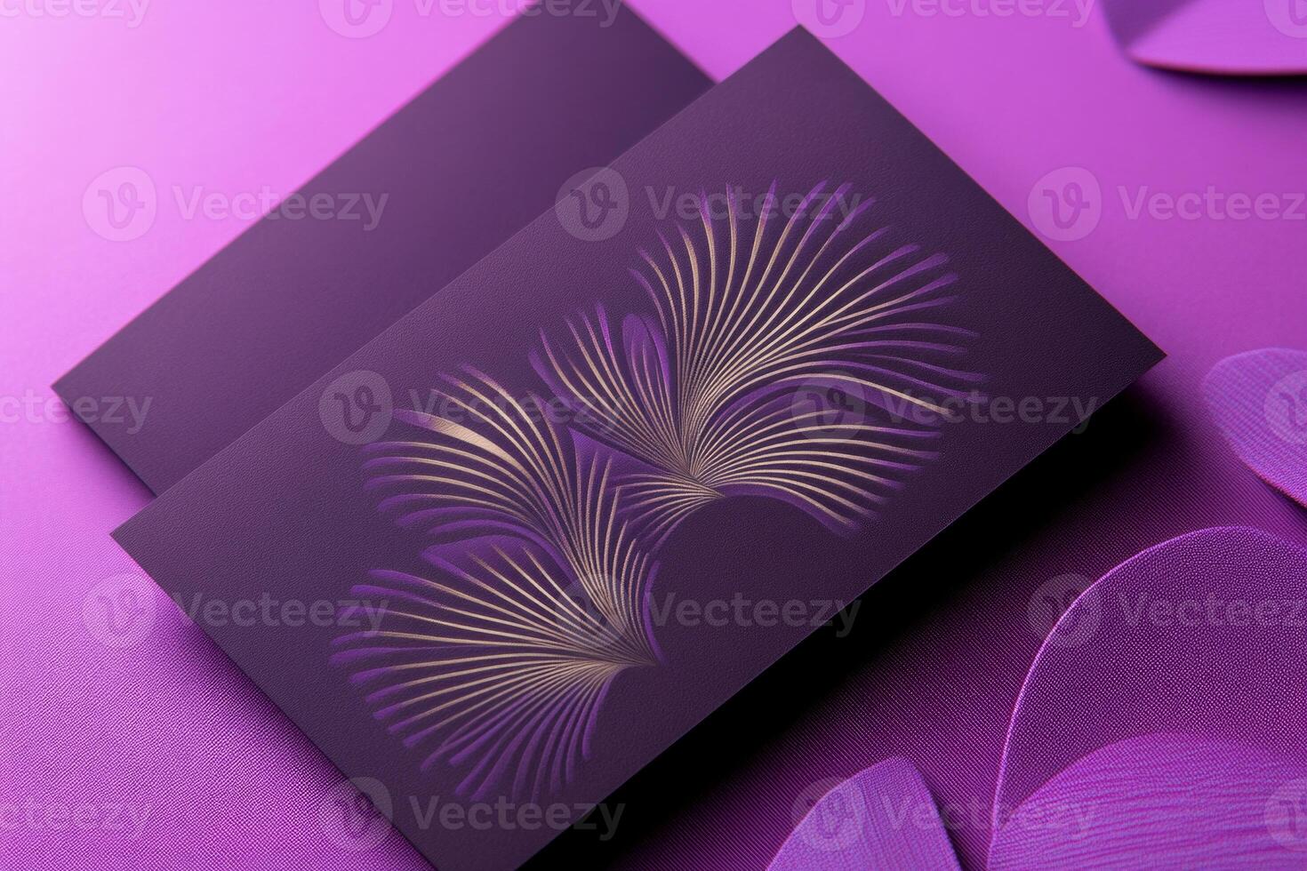 Elegant dark purple business card design featuring refined floral patterns for professional networking photo