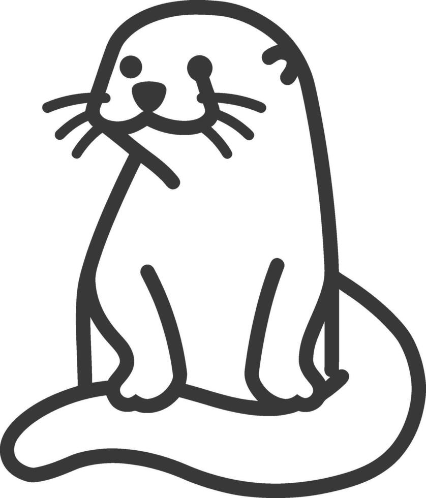 A black and white drawing of an otter vector