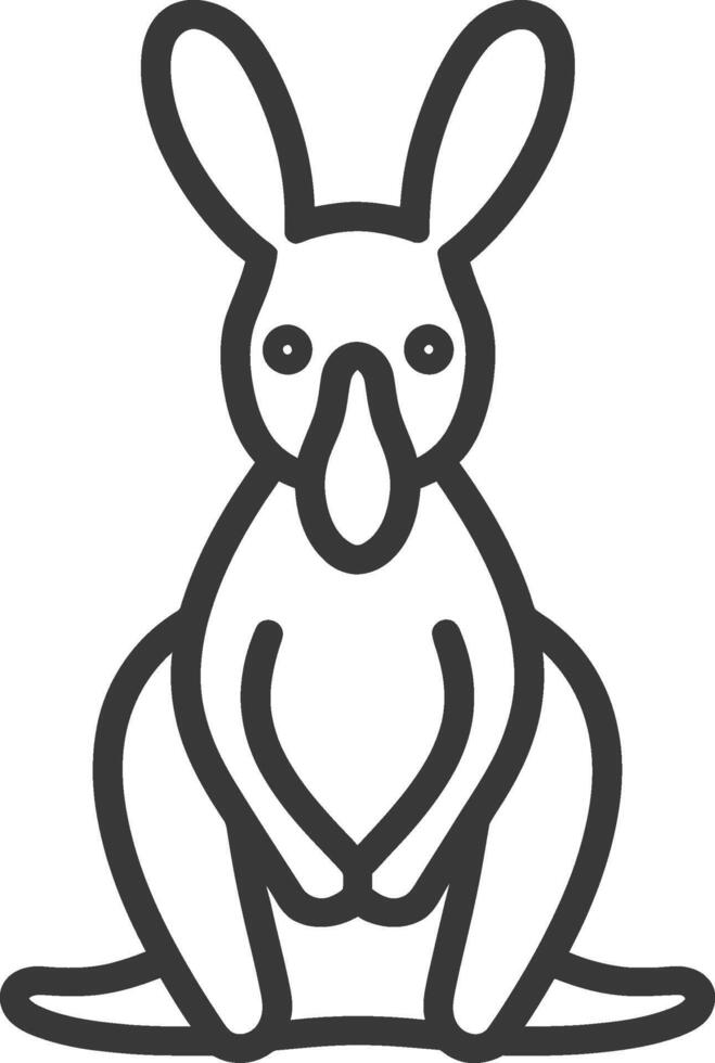 A black and white outline of a kangaroo vector