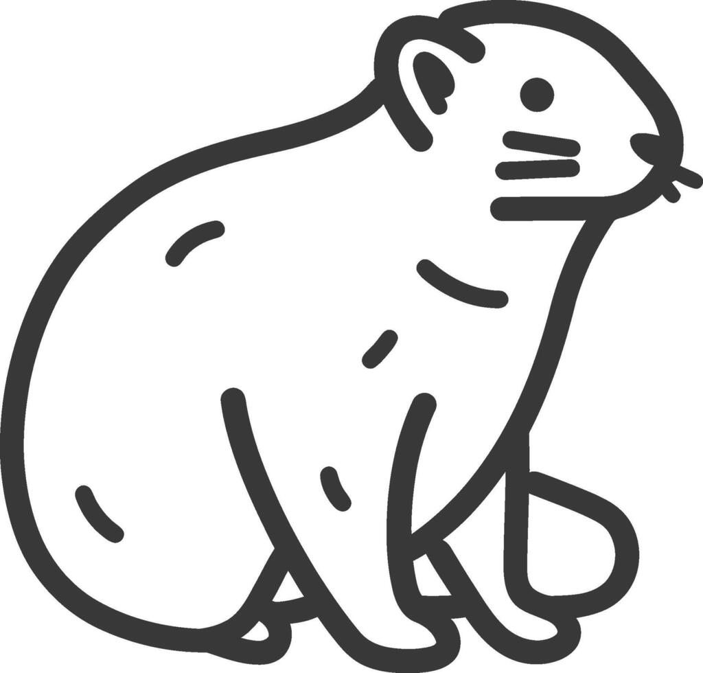 A black and white drawing of a small rodent vector