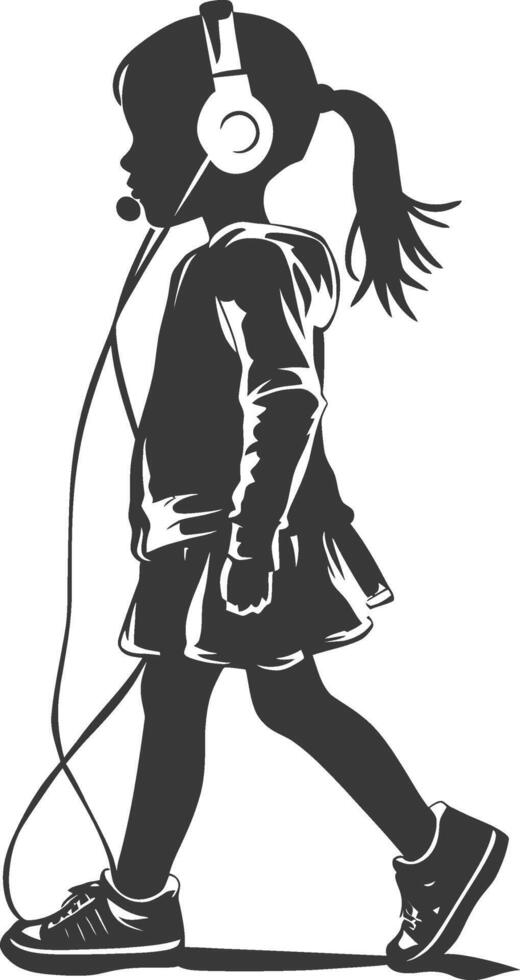 Silhouette of a girl with headphones vector