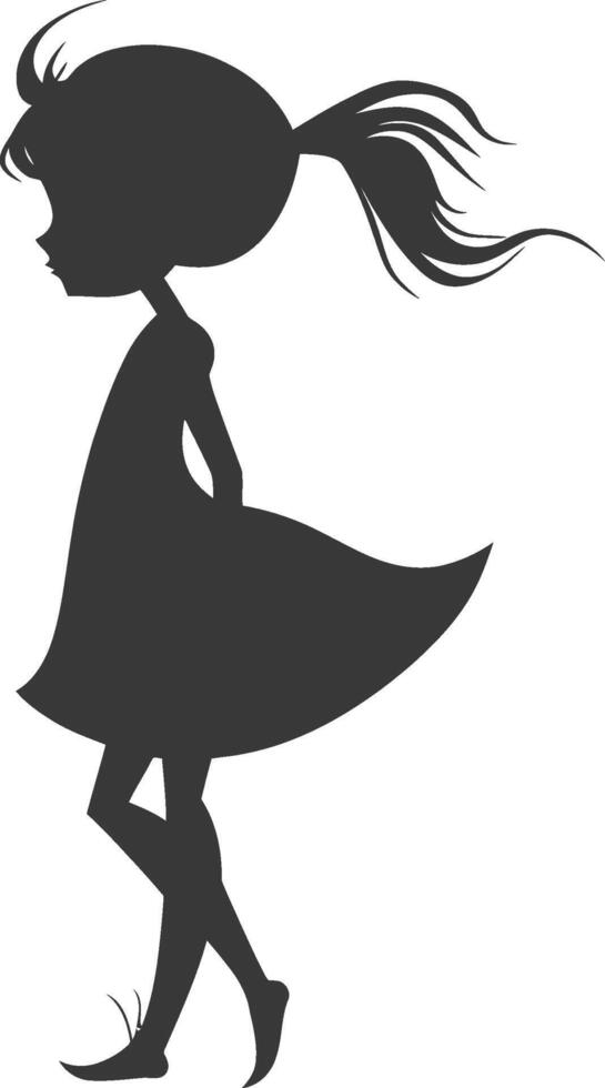 Silhouette of a girl walking in the wind vector