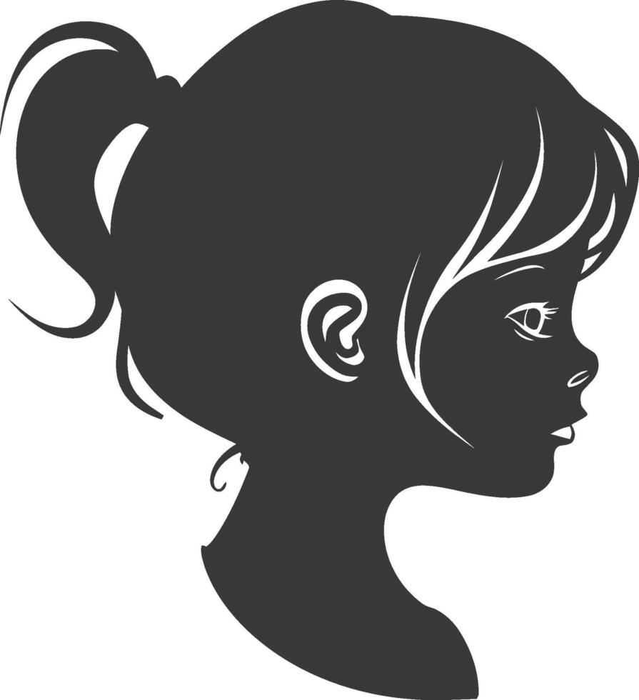Silhouette of a girl's head with ponytail vector