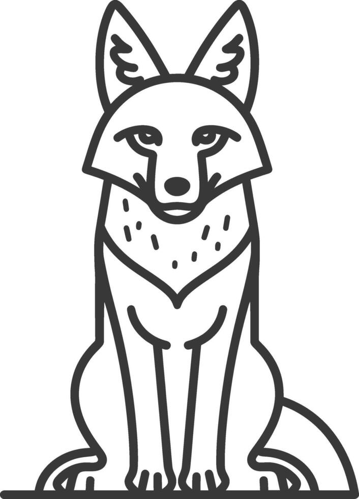 Fox sitting on the ground line art illustration vector