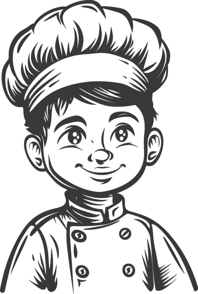 A black and white drawing of a chef vector
