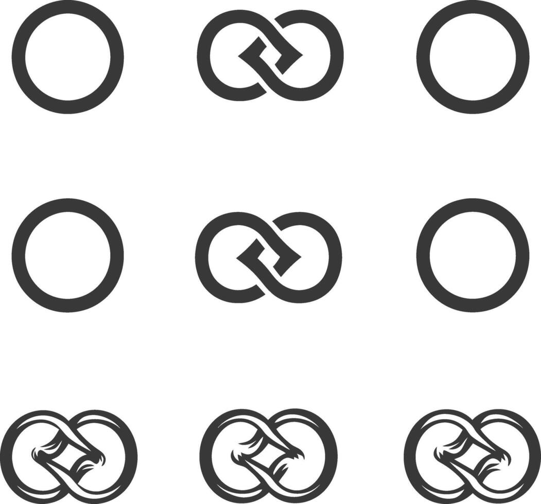 A set of six different symbols for the symbol of infinity vector