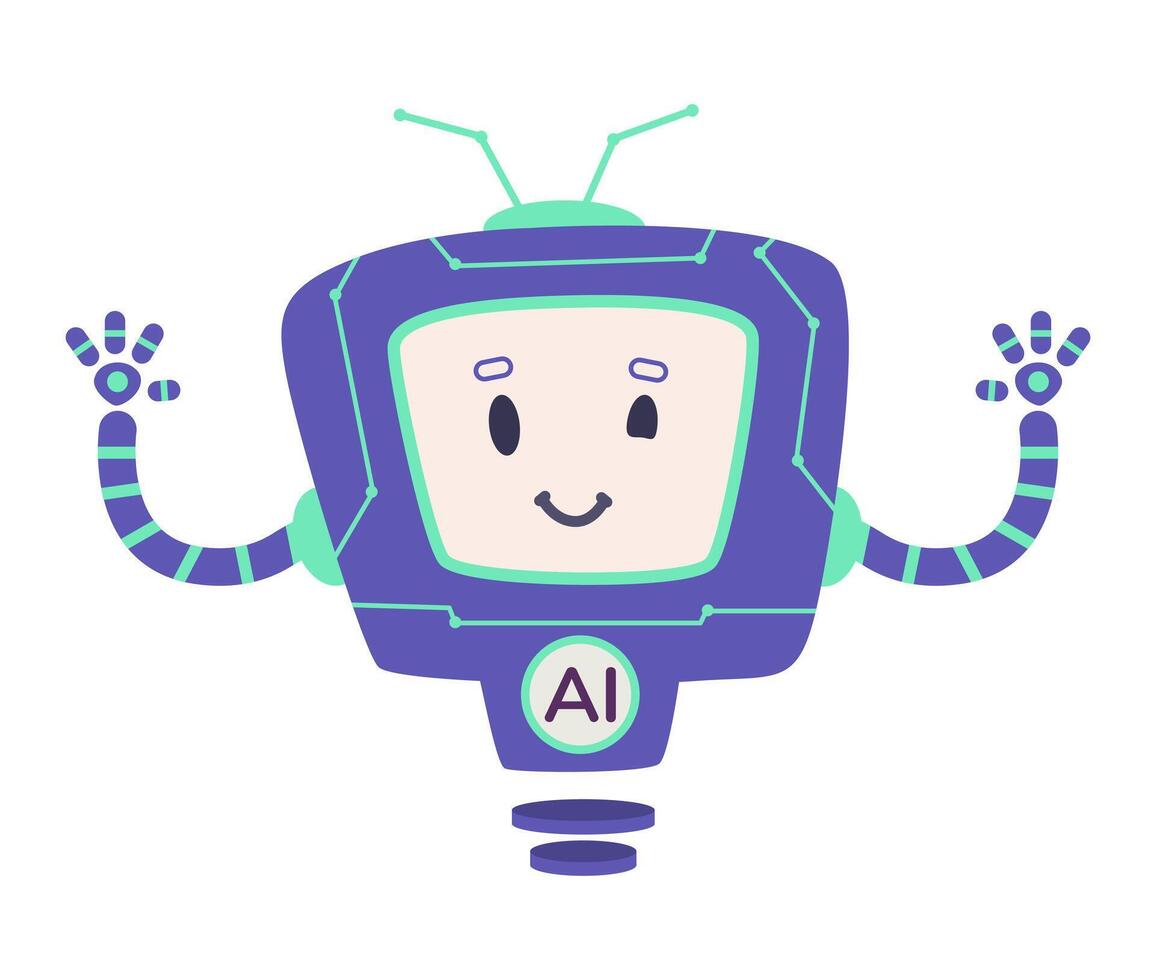 AI robot character flat illustration isolated on white. vector