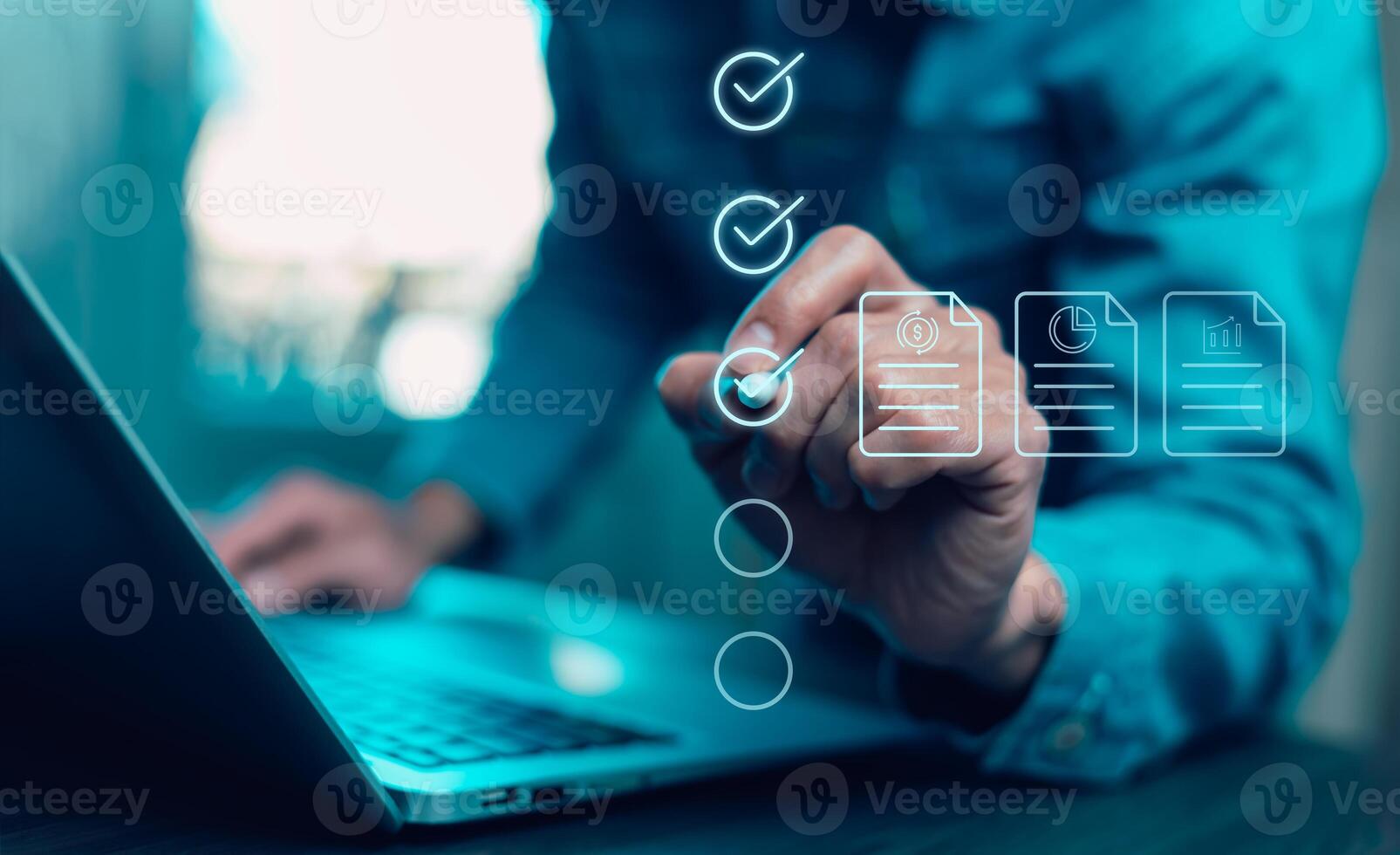 checklist and clipboard task documentation management, business people working laptop checklist questionnaire assessment form, online survey online exam Choosing the right answer in the exam photo