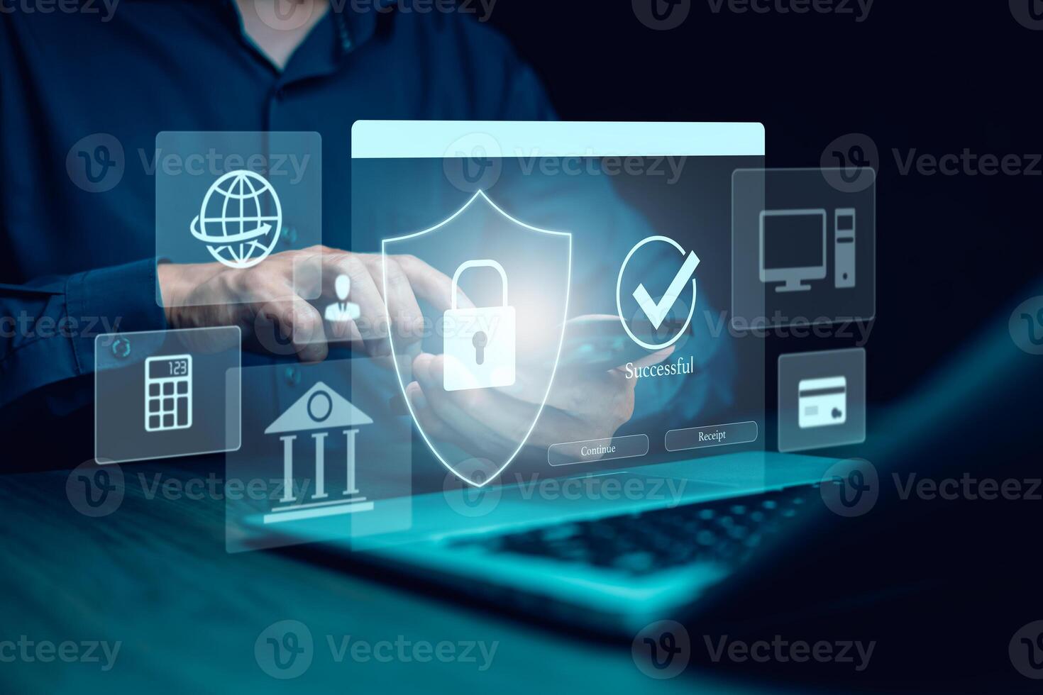 Cyber security and Security password login online concept Hands typing and entering username and password of social media, logging in with smartphone to an online bank account, data protection hacker photo