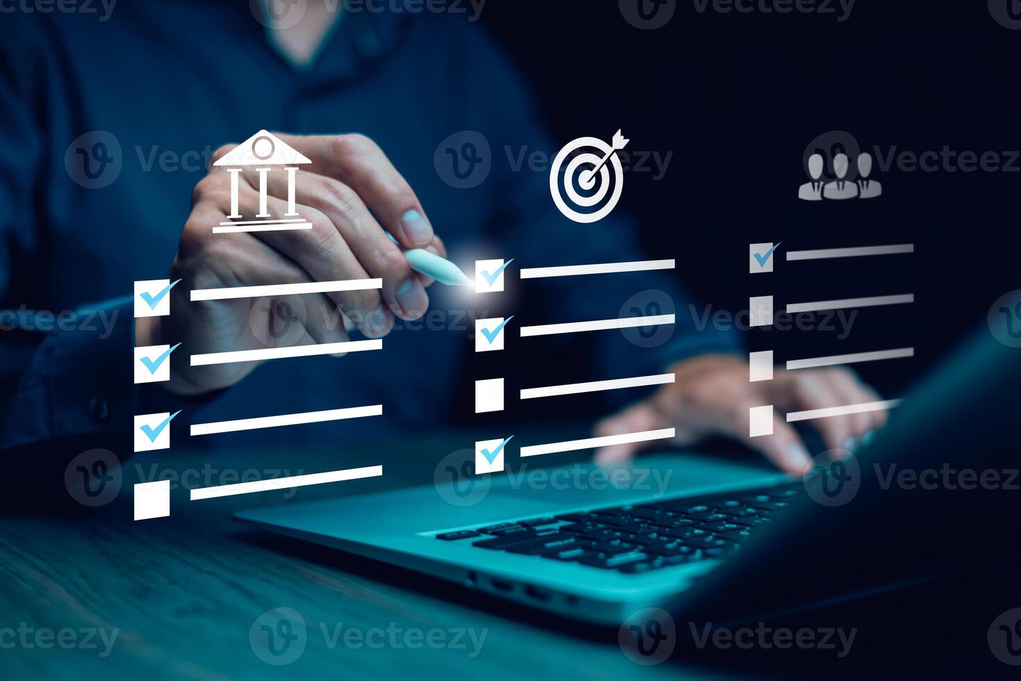checklist and clipboard task documentation management, business people working laptop checklist questionnaire assessment form, online survey online exam Choosing the right answer in the exam photo