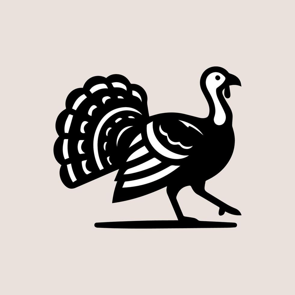 A black and white turkey icon on a beige background vector