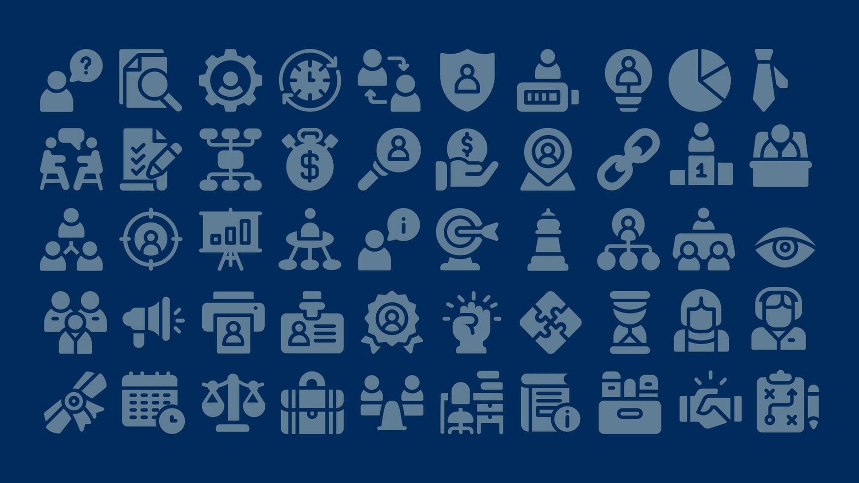 A collection of business icons on a blue background vector