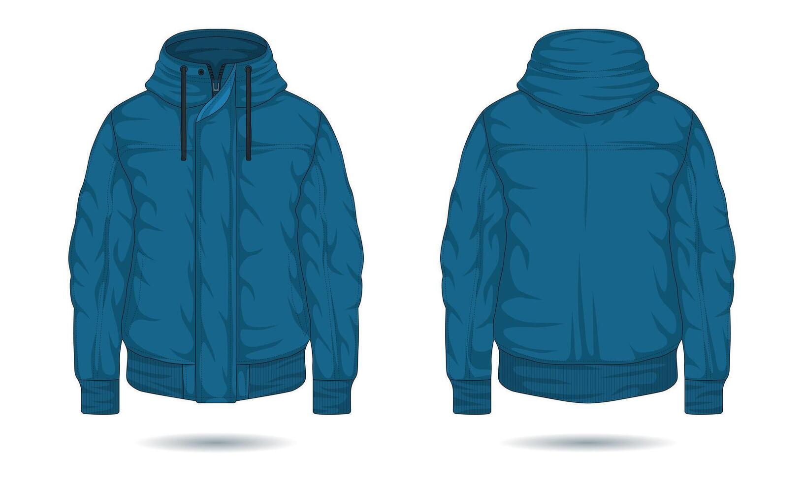 Blue bomber jacket front and back view vector