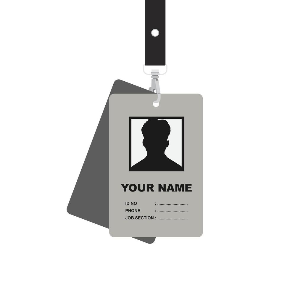 Id card mockup with hanging lanyard vector