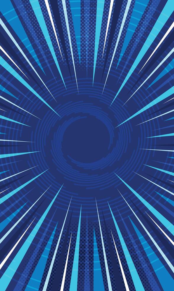 Abstract blue radial swirl stripes retro background vector
