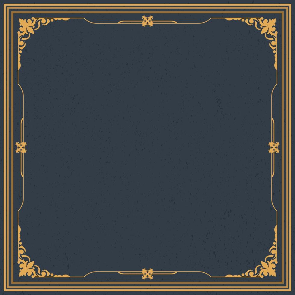 Abstract gold vintage border decoration invitation cover square background vector