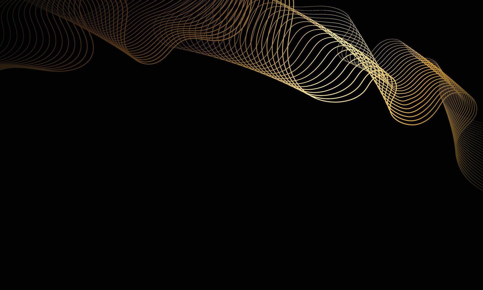 Blank background with thin wavy gold lines vector