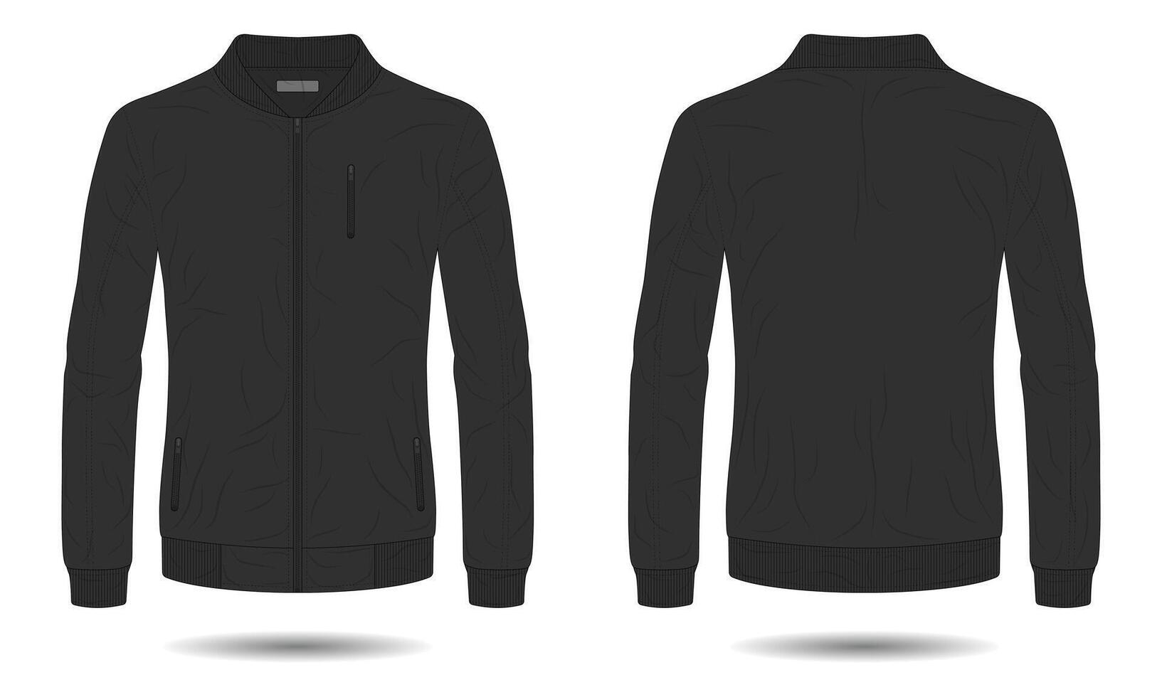 Black bomber jacket mockup front and back view vector