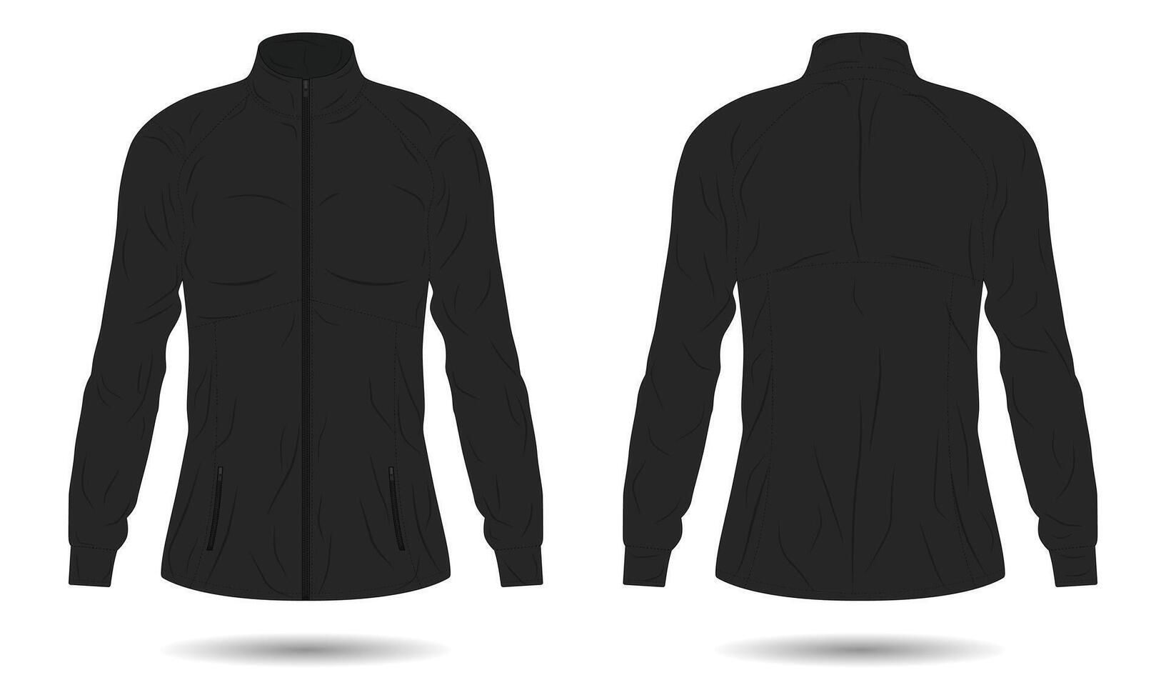 Black women's sports jacket front and back view vector
