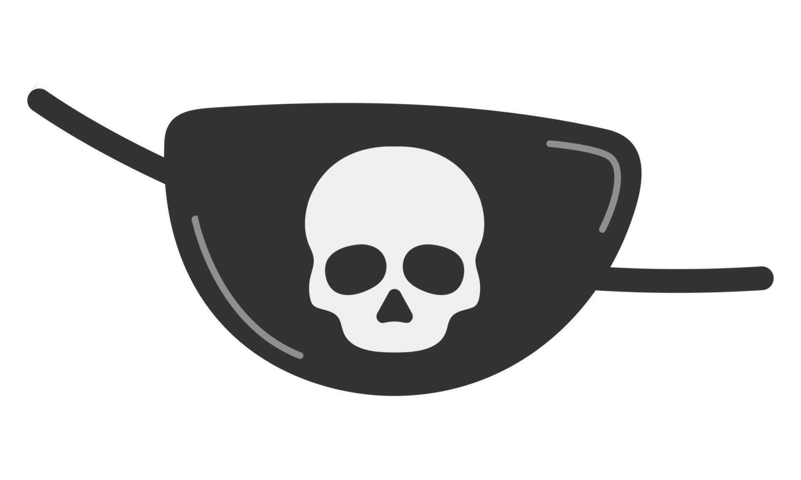 Flat icon of pirate eye patch with skull. vector