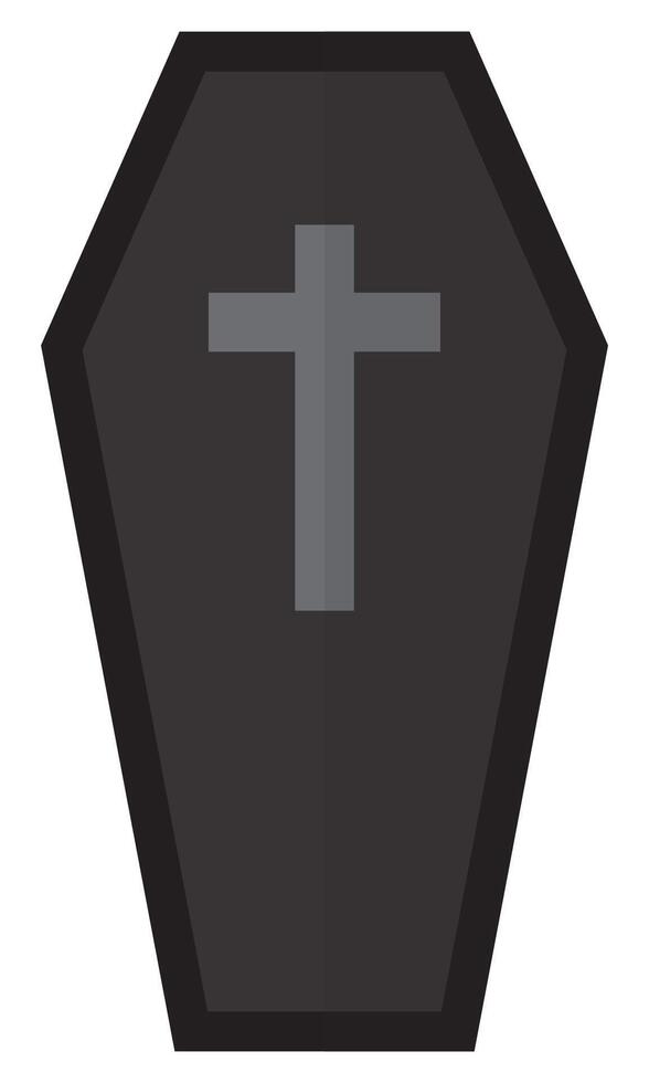 Simple Coffin with cross symbols isolated on white background. vector