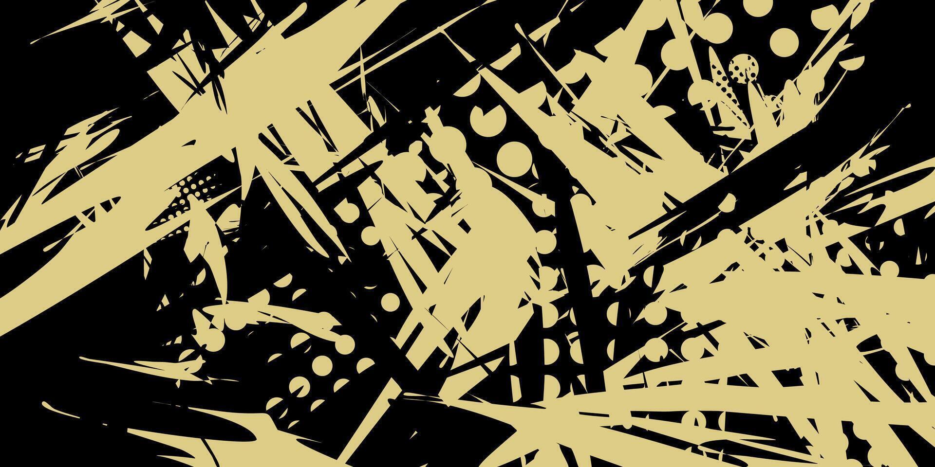 Abstract black and beige graphic with geometric shapes. vector