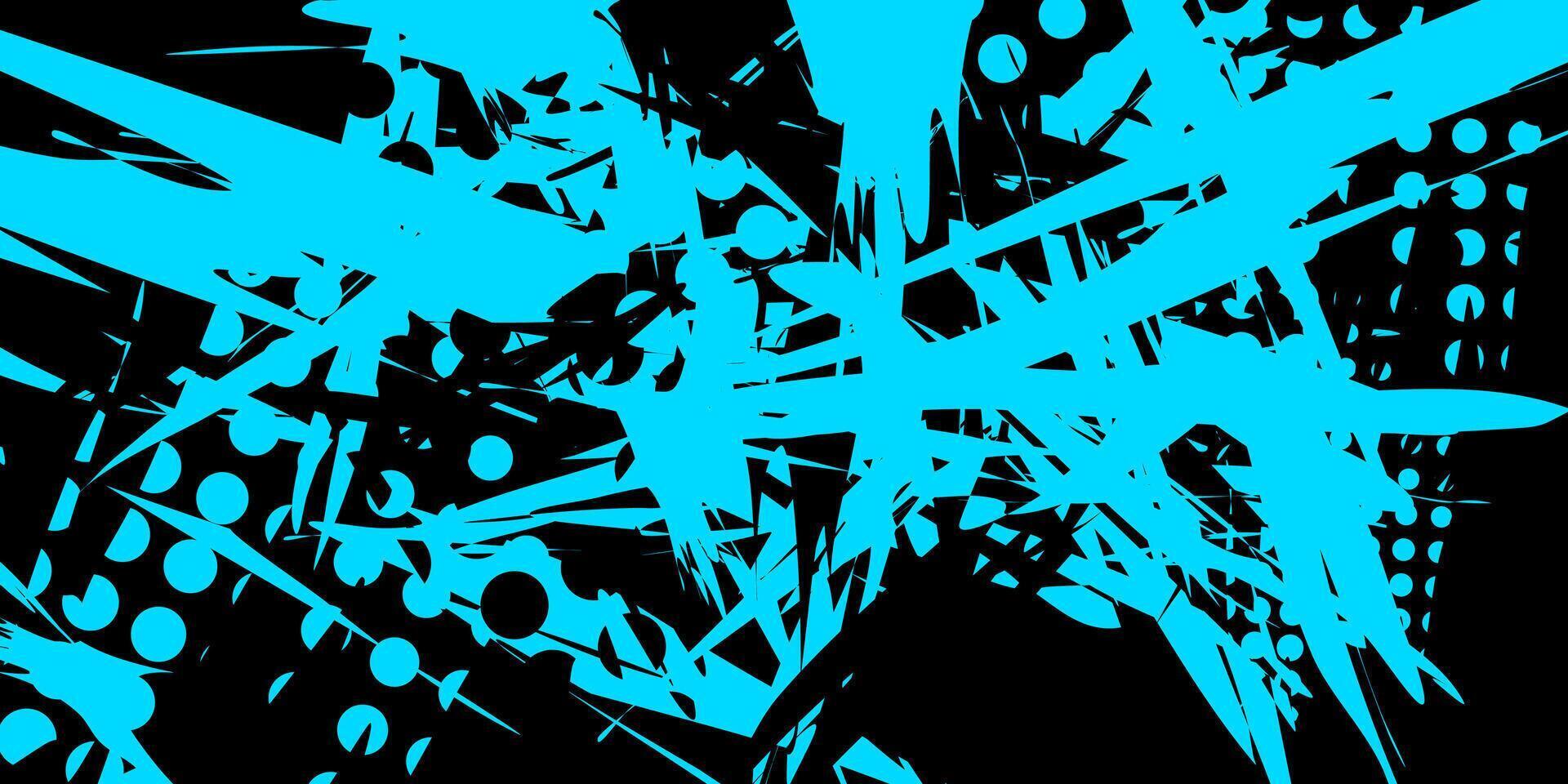 Abstract blue and black geometric pattern with jagged lines and circles. vector