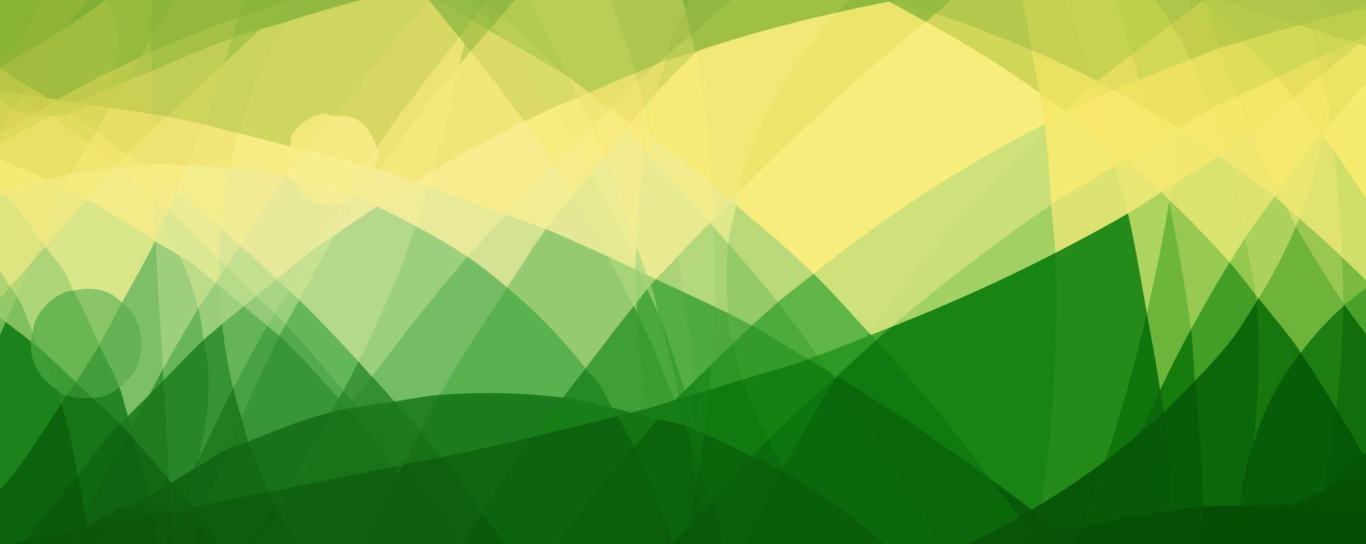 Abstract green and yellow geometric background with overlapping layers. vector