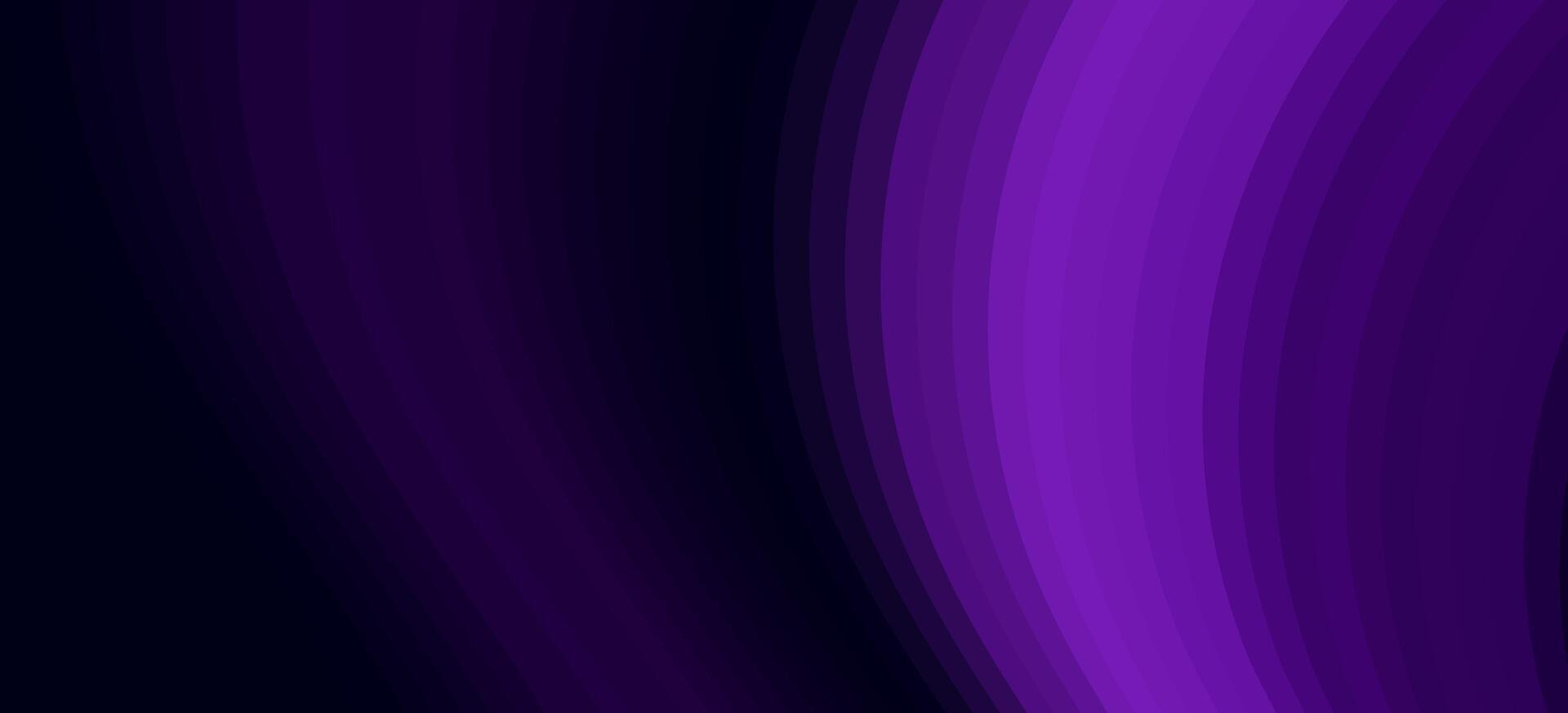Abstract purple and black gradient background with curved lines. vector