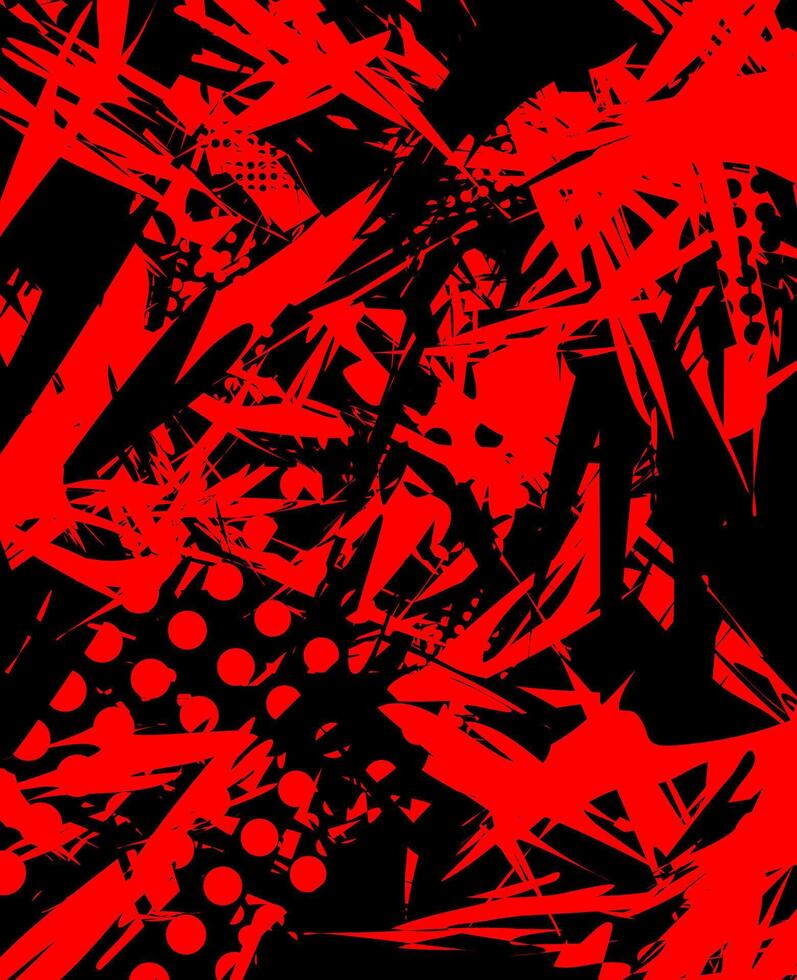 Abstract red and black pattern with sharp lines and circles. vector
