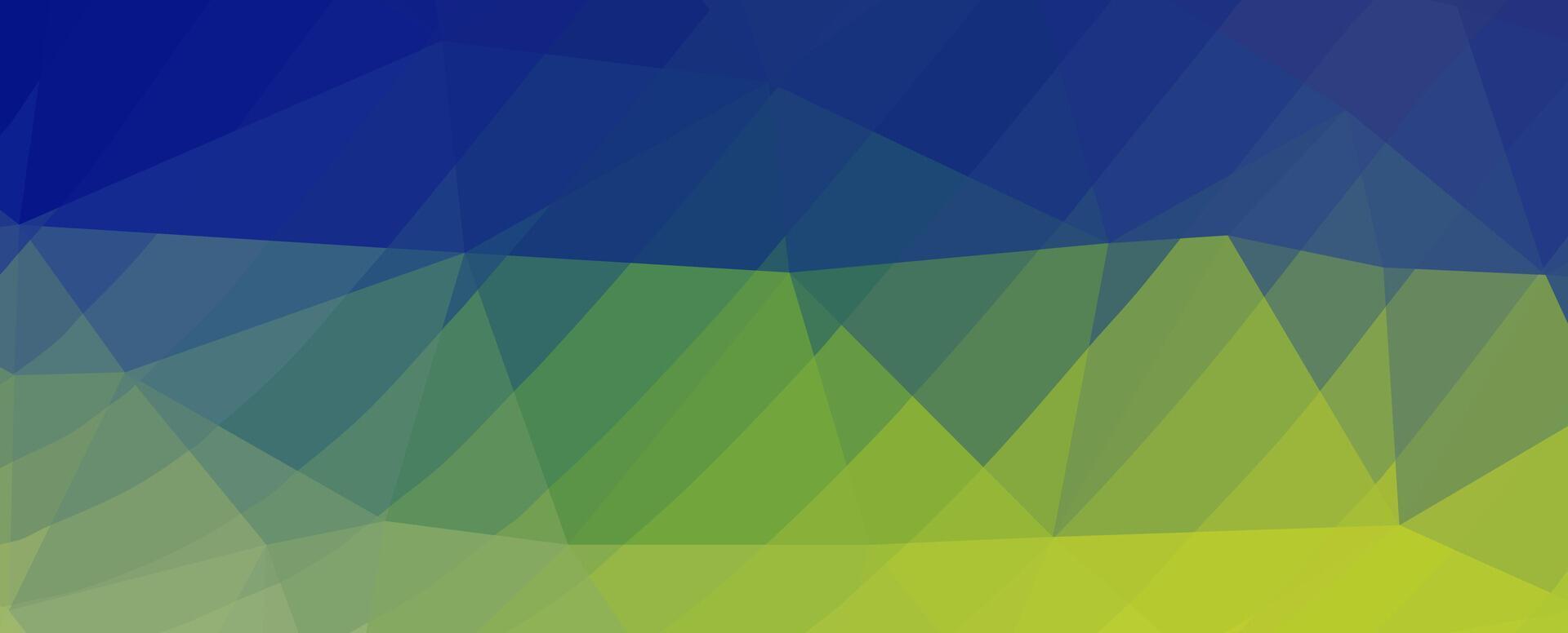 Abstract geometric blue and green gradient background with triangular shapes. vector