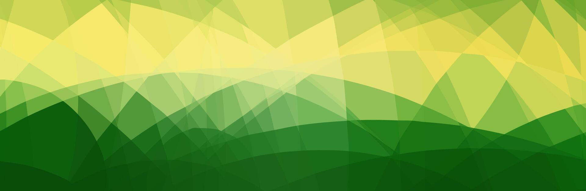 Abstract green and yellow geometric background with overlapping triangles. vector