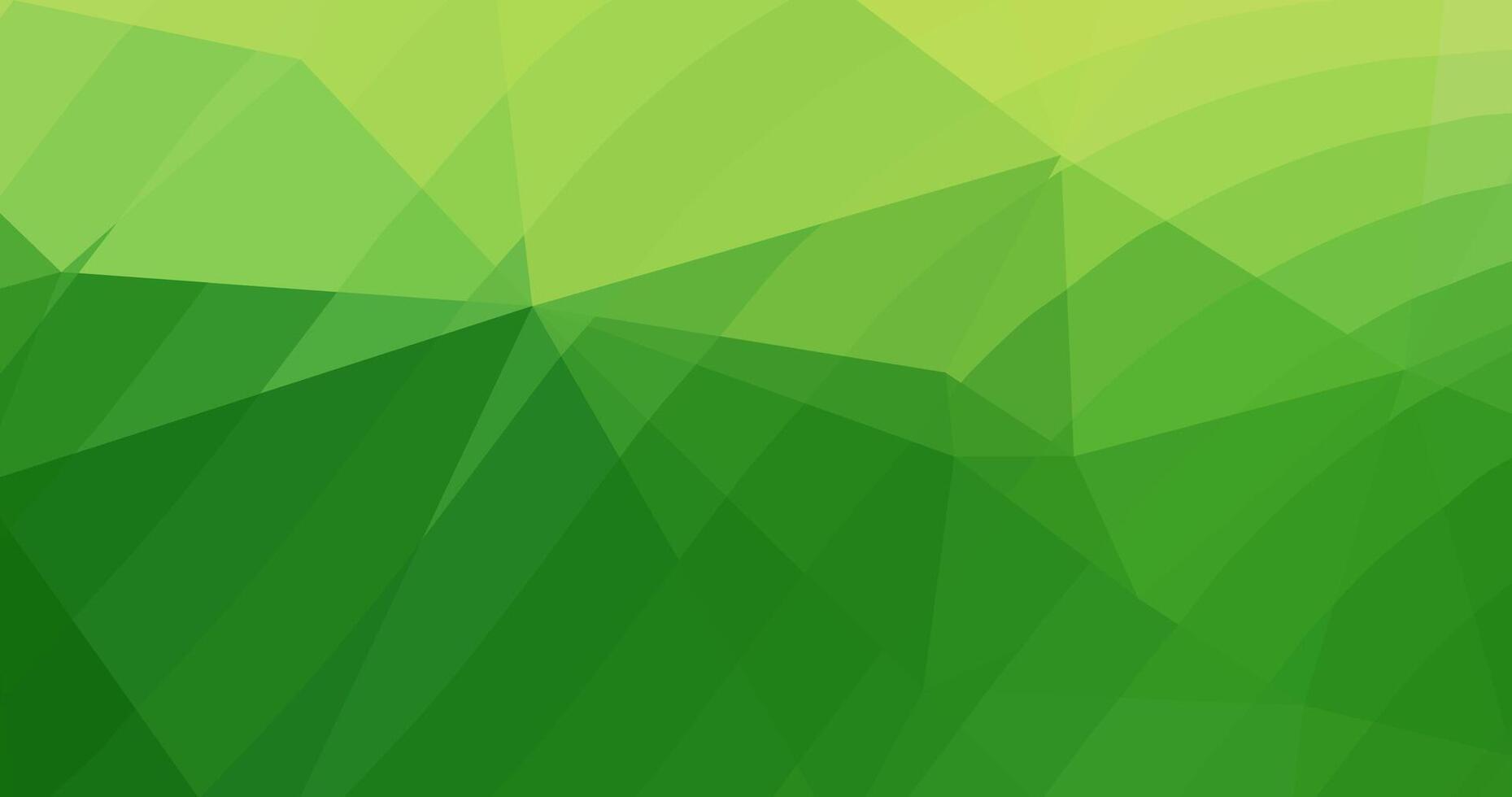 Abstract green geometric background with triangular and curved shapes. vector