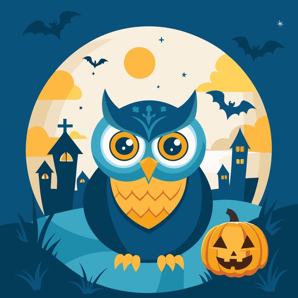Hallowen owl design vector