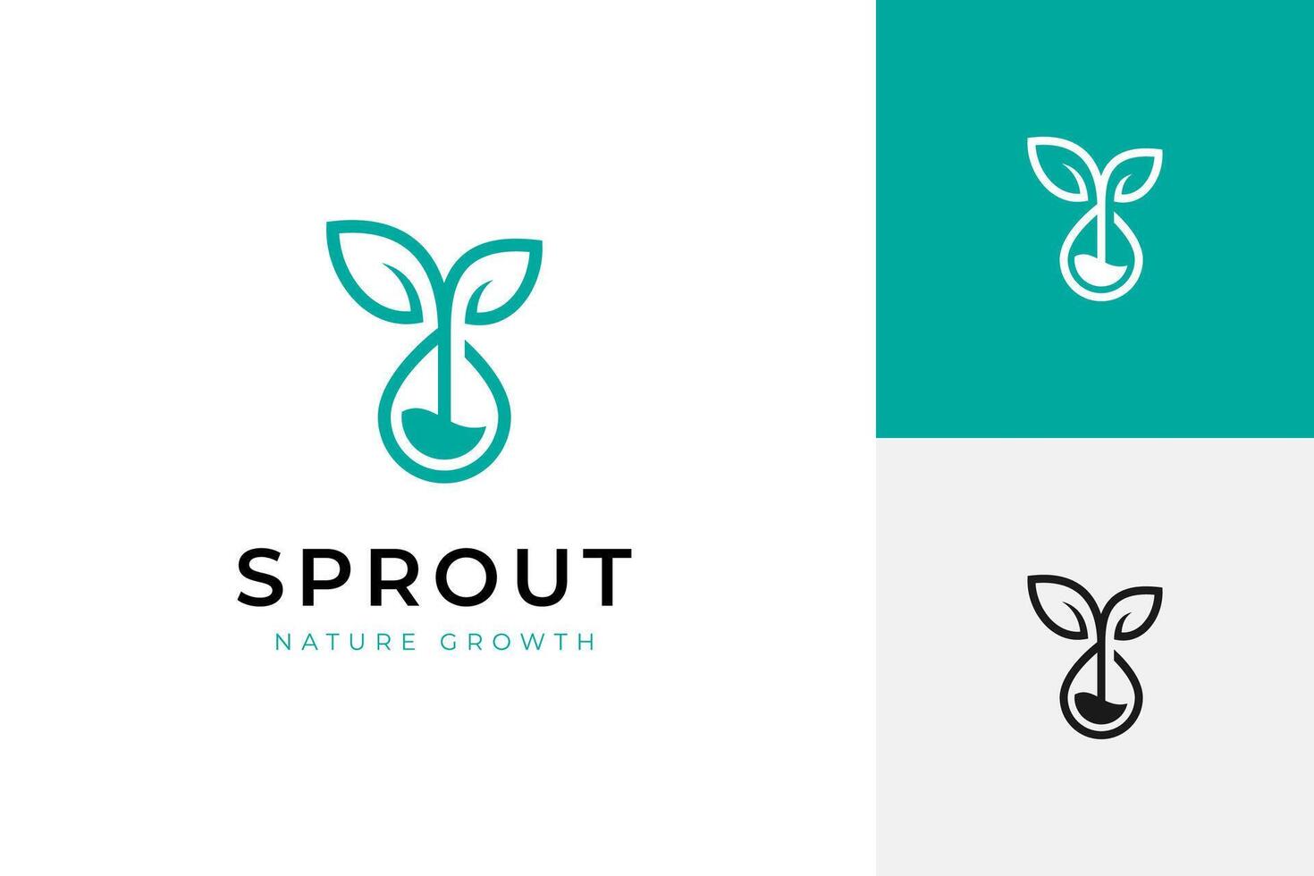 Plant grow with water drop logo design, sprout design concept for farm, agriculture and pure fresh nature logo template vector