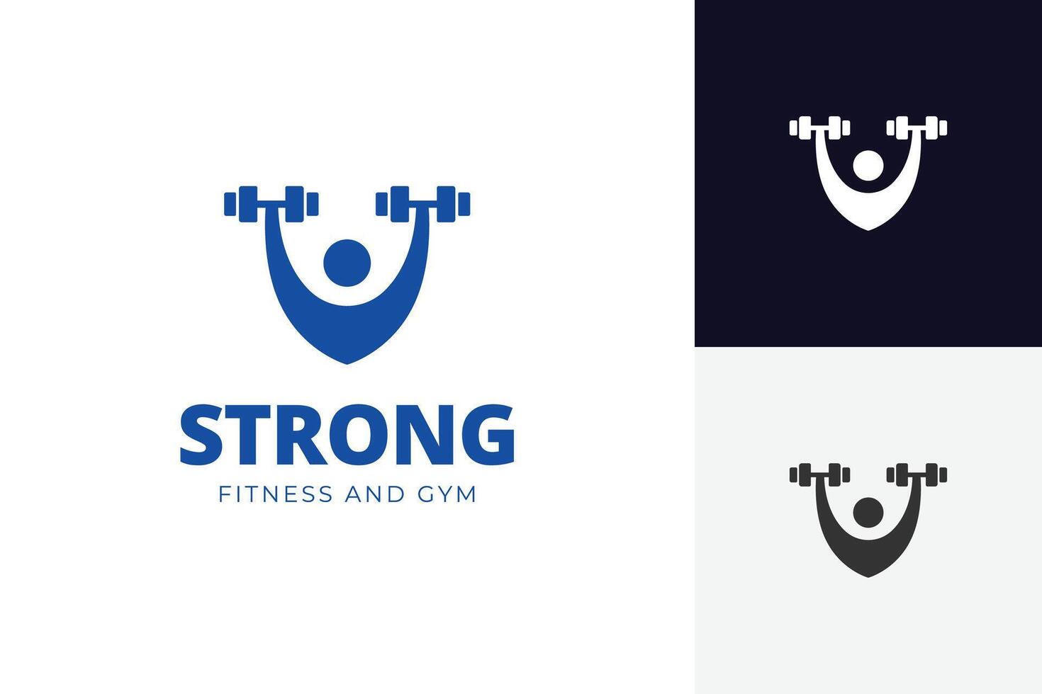 Gym and fitness logo icon design with strong hand muscle and shield graphic symbol, simple logo vector