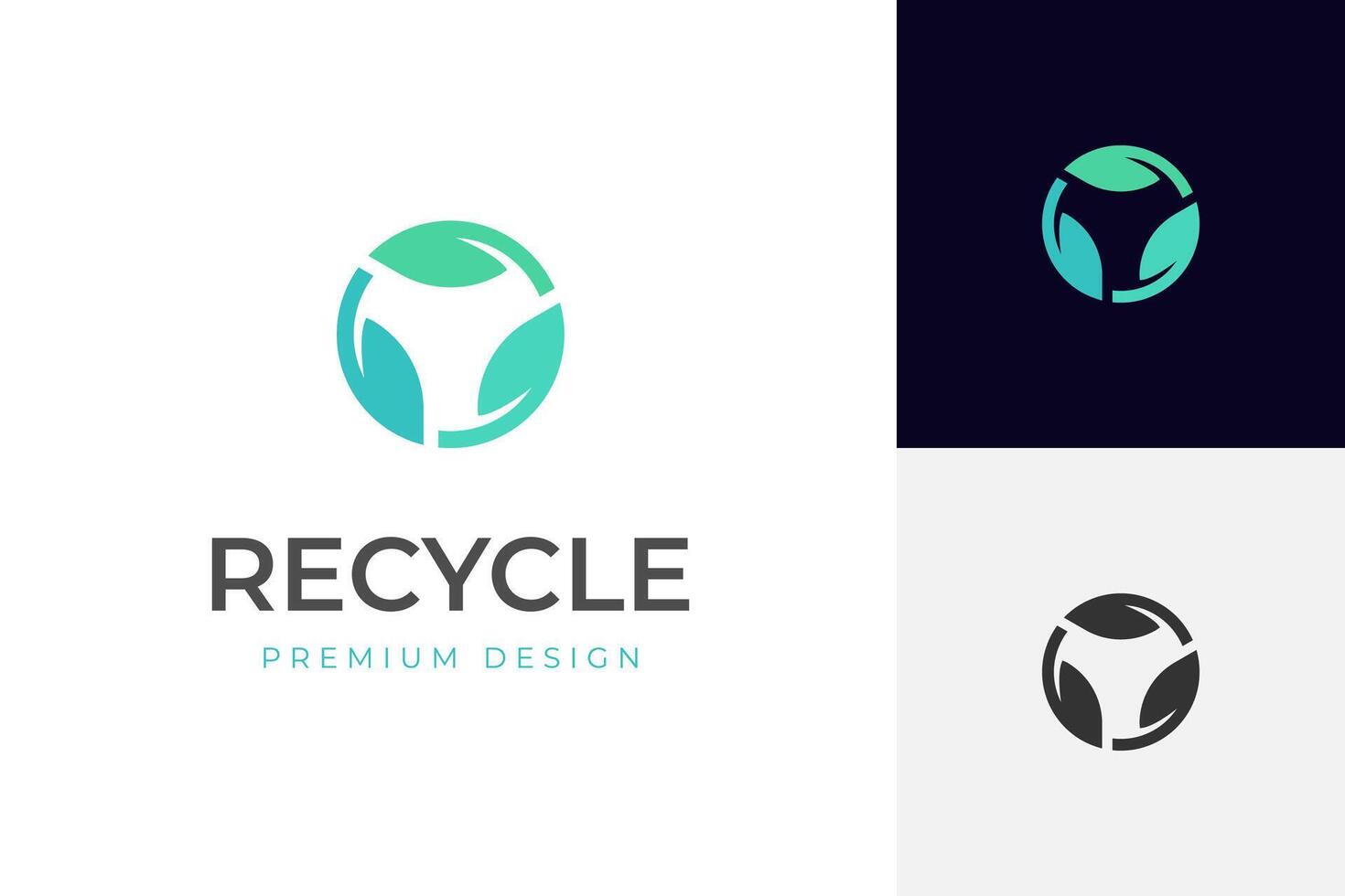 recycle with green leaf logo icon design with rotation symbol leaves for recycling ecology logo design vector