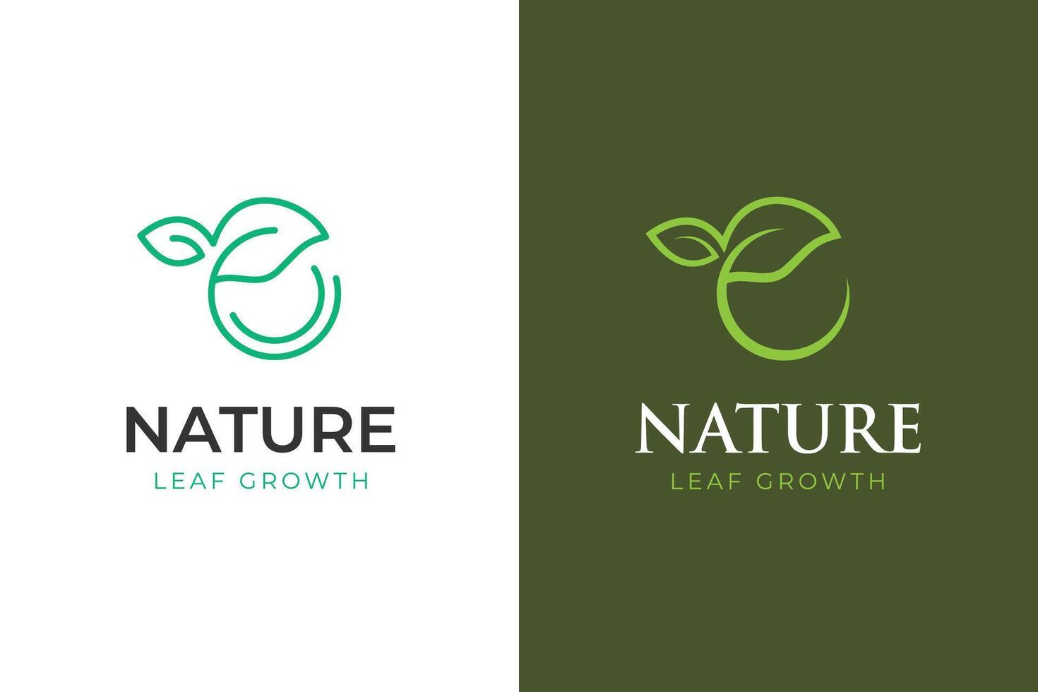 leaf growing logo icon design with circle earth leaves, plant graphic element, symbol, sign for green Earth Day, nature globe and greening earth logo template vector