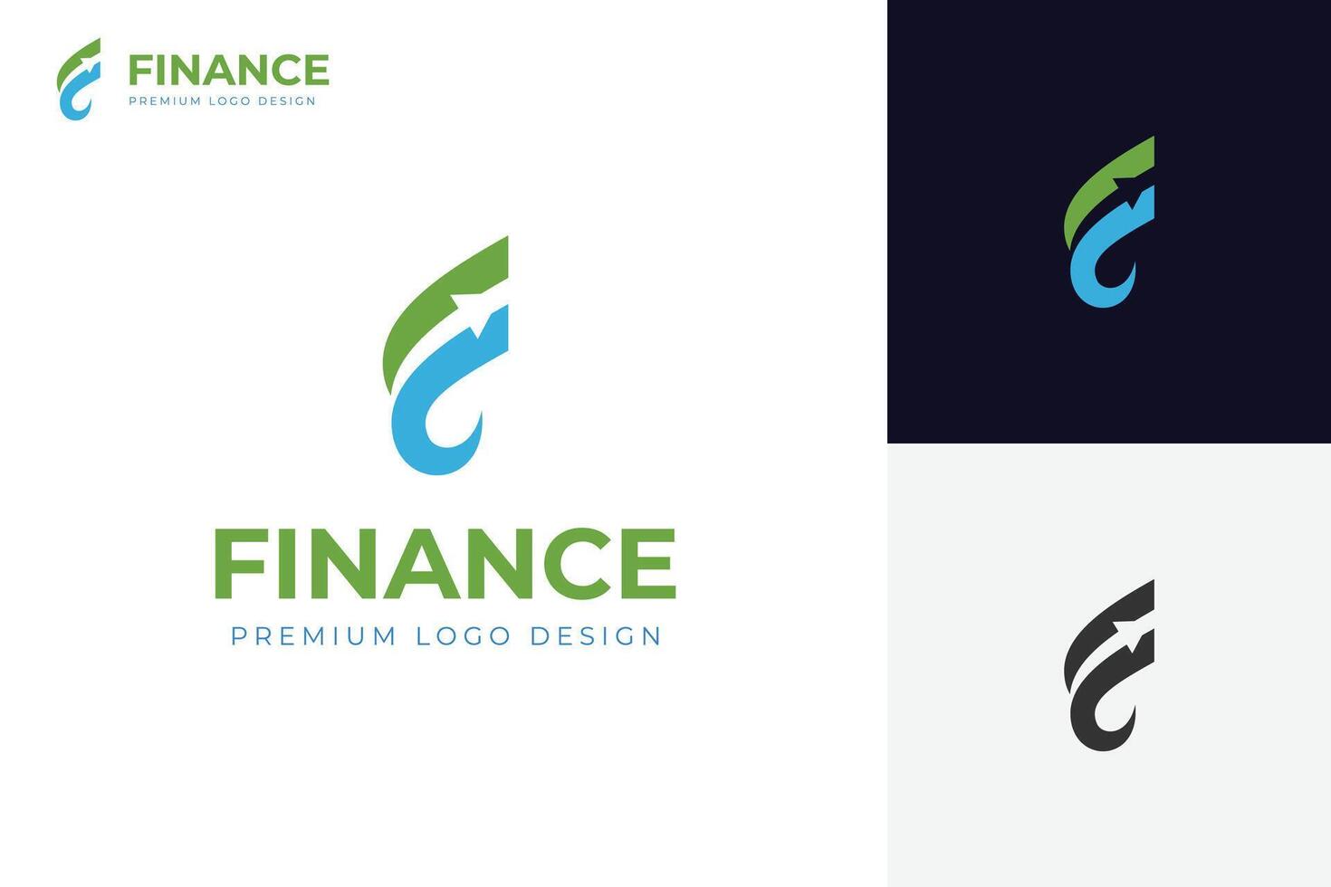 Letter F financial logo icon design with arrow growth progress concept symbol for business growing logo design vector