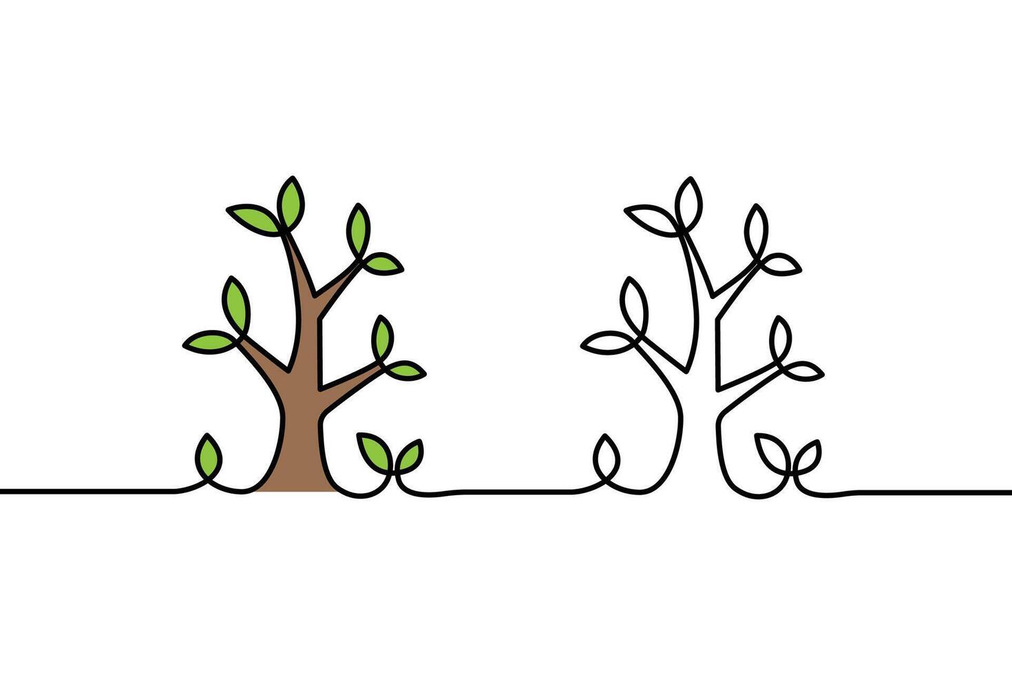 one line Tree plant outline logo forest environment. Continuous tree plant for eco, nature, garden logo design vector