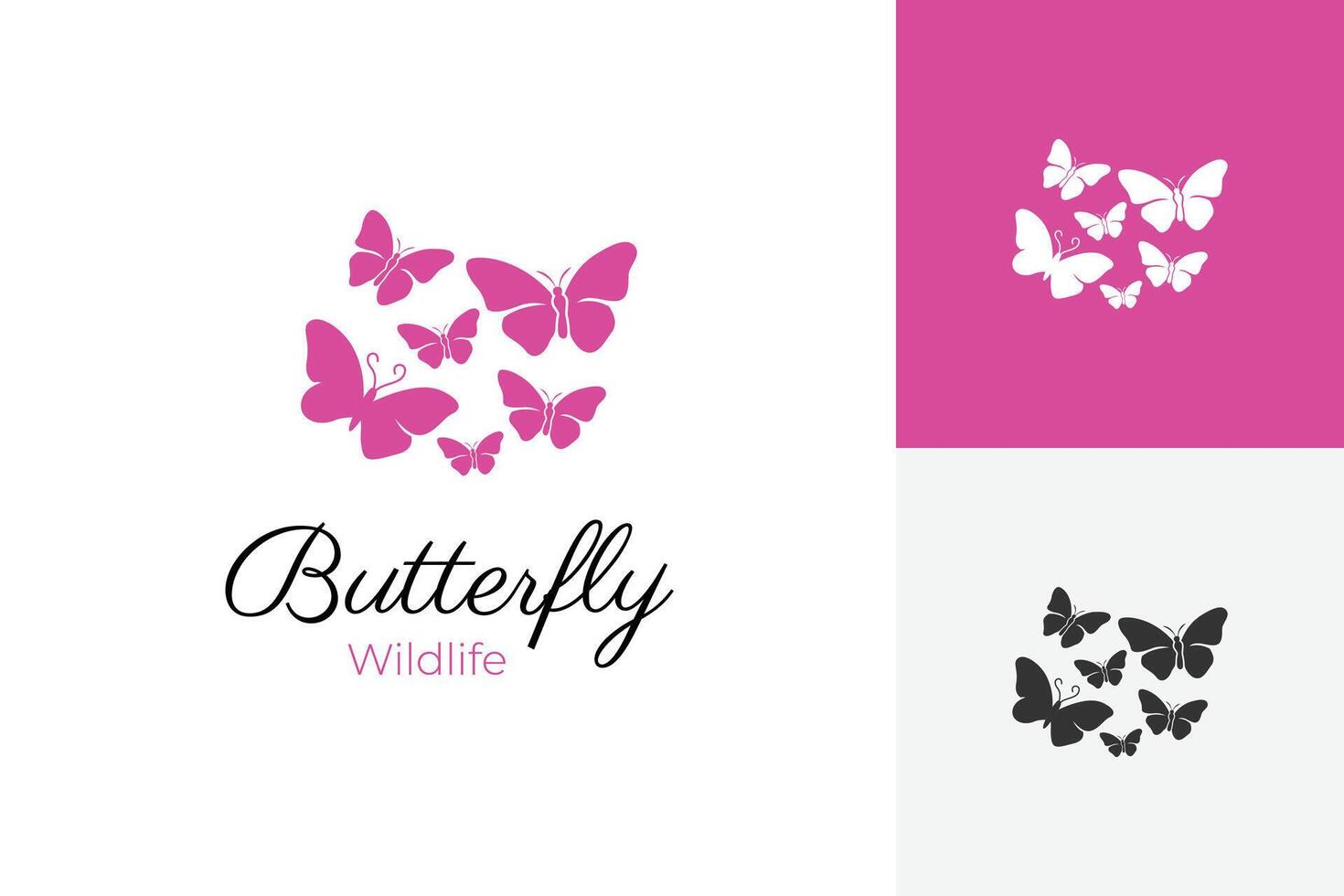 Butterfly flying logo icon design, Silhouette butterflies design, isolated Background vector