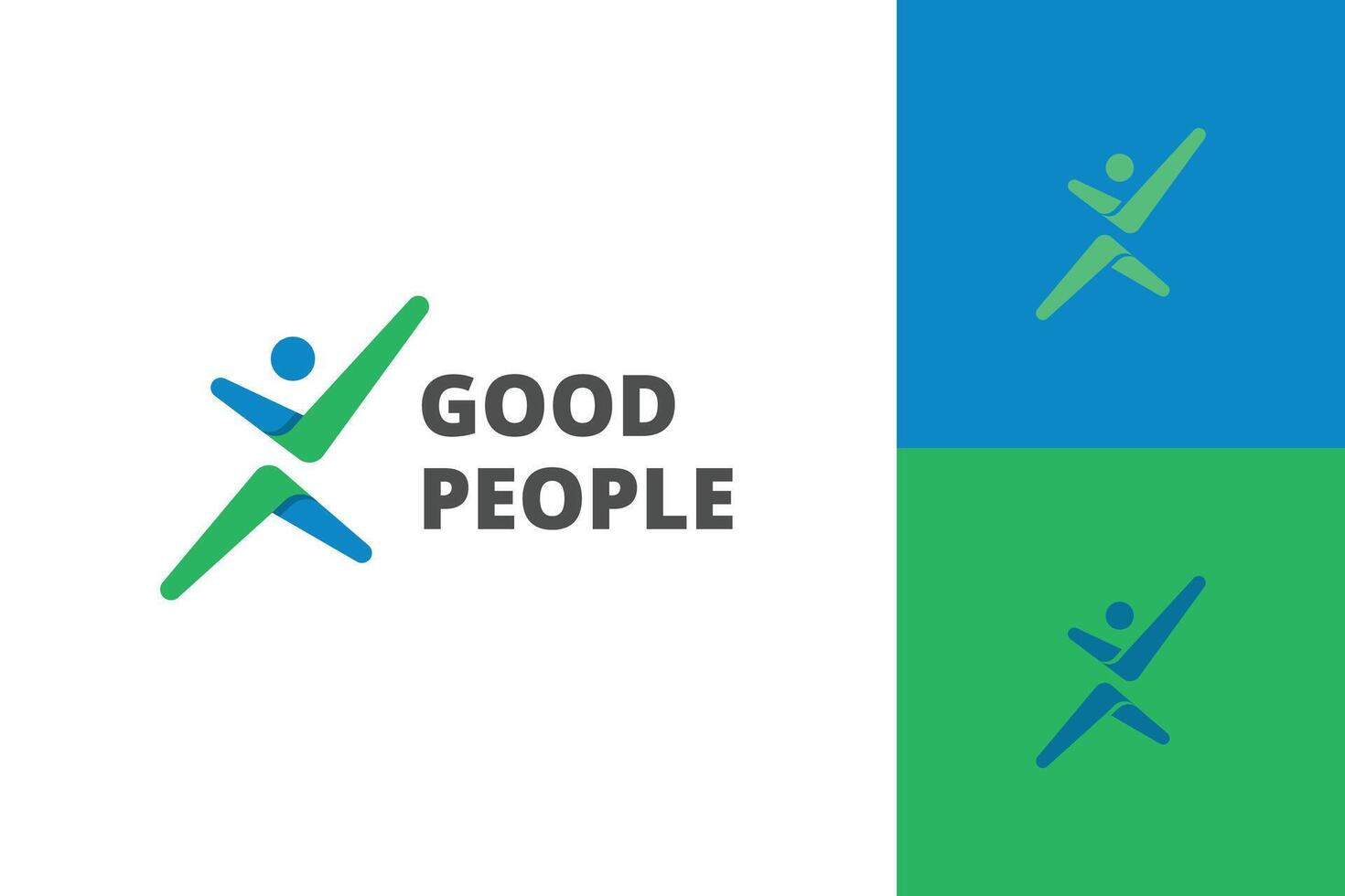 good People with Check Logo design for coach, human good service icon symbol, analysis health check logo element vector
